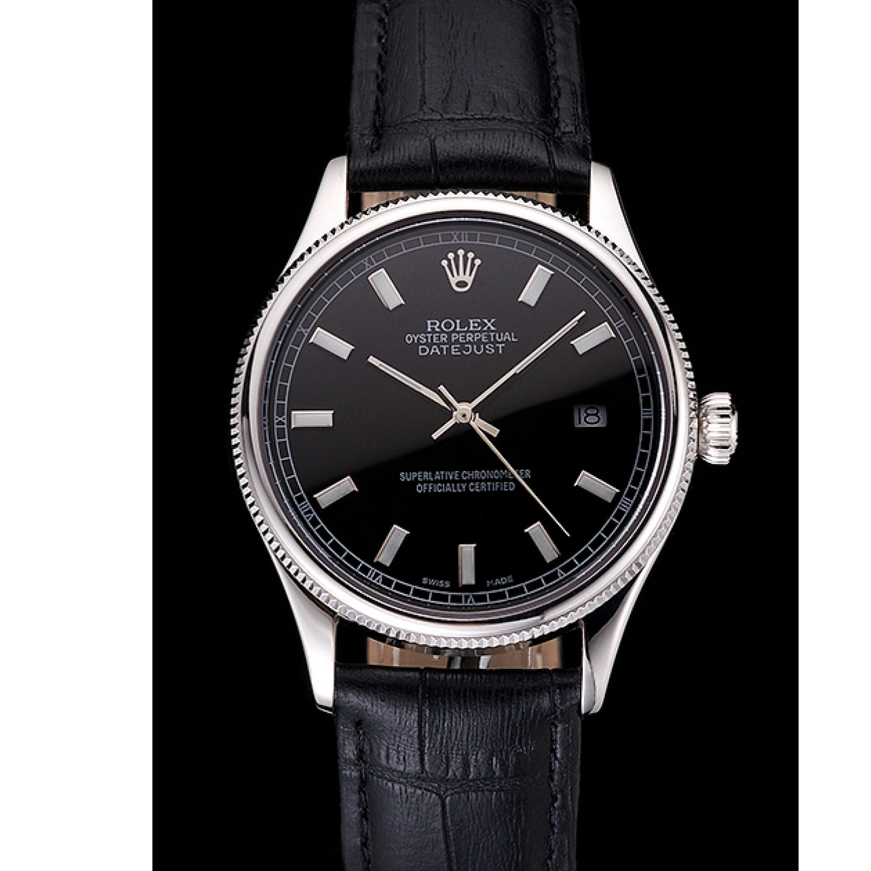 Aaa replica watch Black Stainless Rolex Datejust Case Dial And Swiss Steel Bracelet 0724